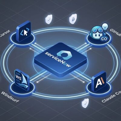 ServiceNow Build Agent integrating with Cursor, GitHub Copilot, Windsurf, and Claude Code for governed AI development
