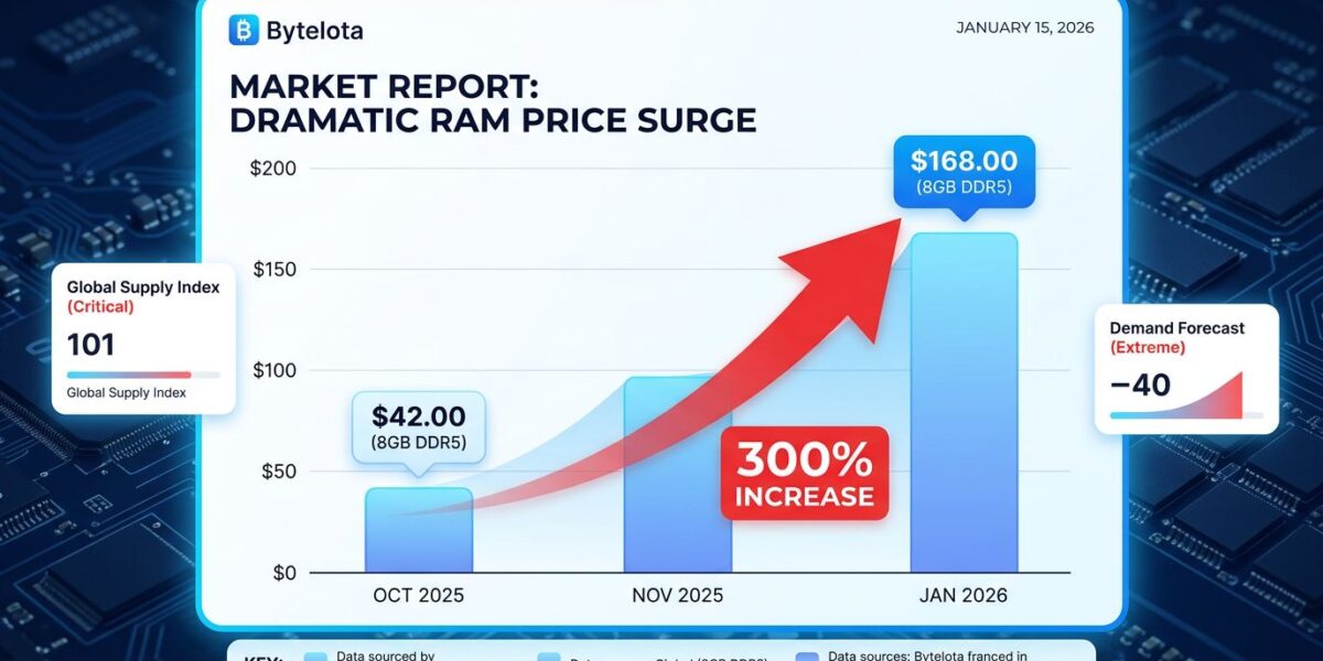 RAM Prices 2026: DDR5 Tripled, No Relief Until 2028 | byteiota