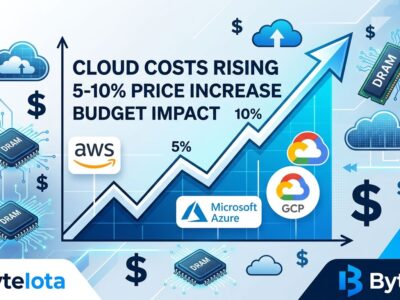 Cloud computing costs rising graph showing 5-10% price increases with AWS Azure GCP infrastructure symbols