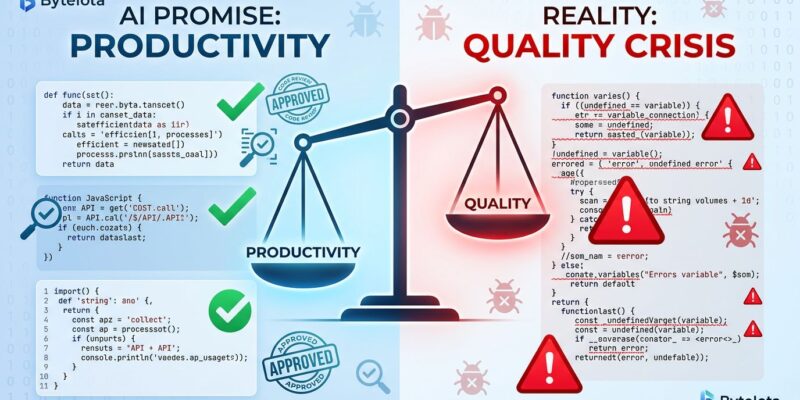 AI coding assistant quality issues visualization showing code quality metrics and technical debt trends in 2026