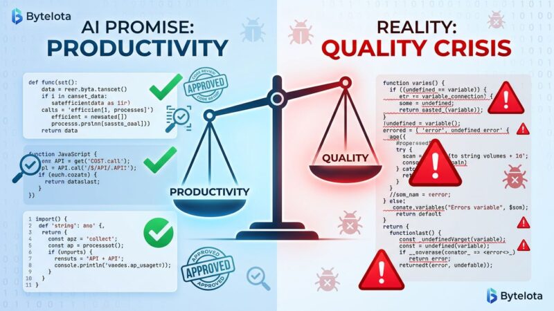 AI coding assistant quality issues visualization showing code quality metrics and technical debt trends in 2026