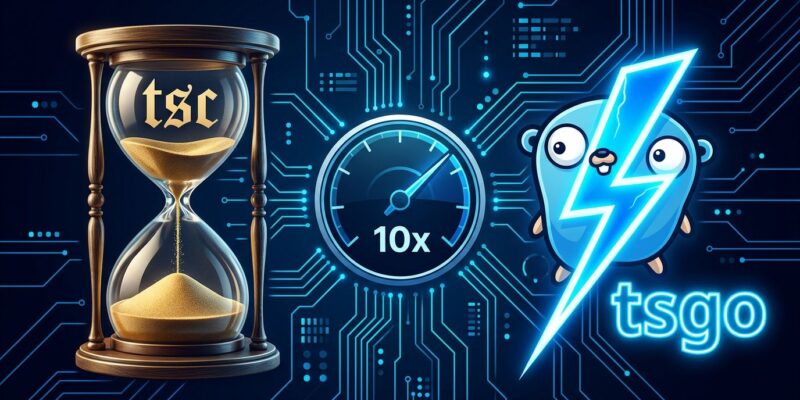 TypeScript 7 beta tsgo compiler versus tsc speed comparison - 10x faster builds