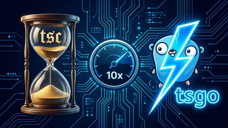 TypeScript 7 beta tsgo compiler versus tsc speed comparison - 10x faster builds