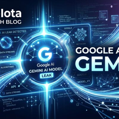 Gemini 3.2 Flash AI model interface glowing blue and white abstract visualization with Google AI leak concept and data streams