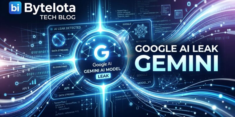 Gemini 3.2 Flash AI model interface glowing blue and white abstract visualization with Google AI leak concept and data streams