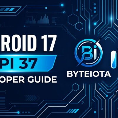 Android 17 API Level 37 breaking changes and new APIs developer guide - circuit board with Android branding in blue and white