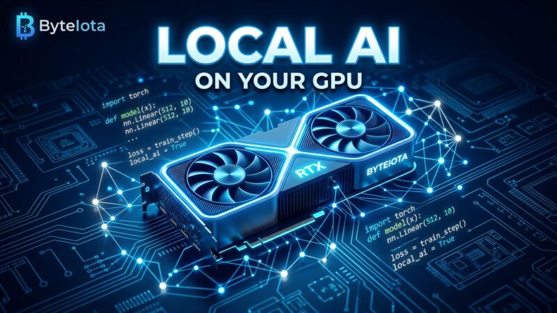 GPU card with glowing circuit board patterns representing Qwen3-Coder-Next local AI coding agent deployment