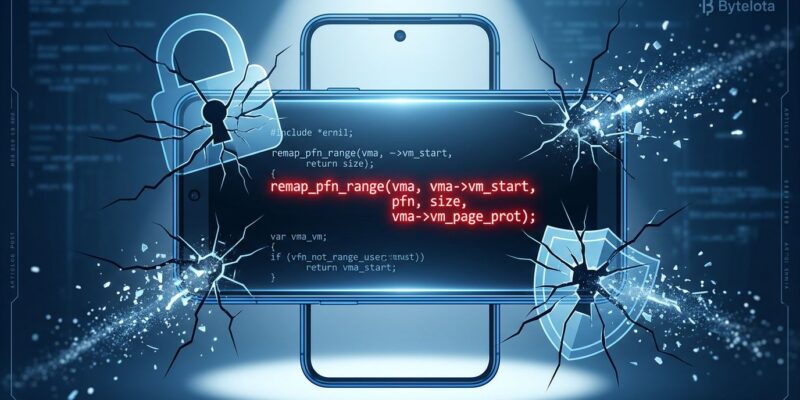 Pixel 10 smartphone with cracking security shield representing the zero-click exploit chain discovered by Google Project Zero