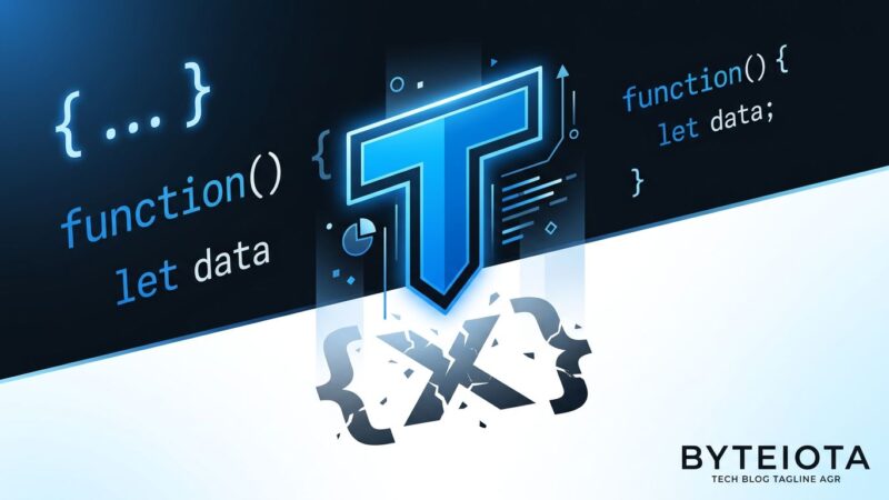TypeScript logo rising above a broken custom DSL symbol, representing Wasp framework's migration from custom language to TypeScript