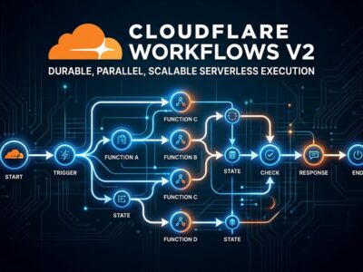 Cloudflare Workflows V2 architecture diagram showing parallel durable execution with Dynamic Workflows per-tenant routing