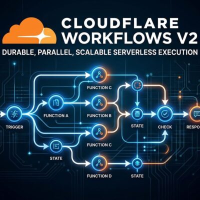 Cloudflare Workflows V2 architecture diagram showing parallel durable execution with Dynamic Workflows per-tenant routing