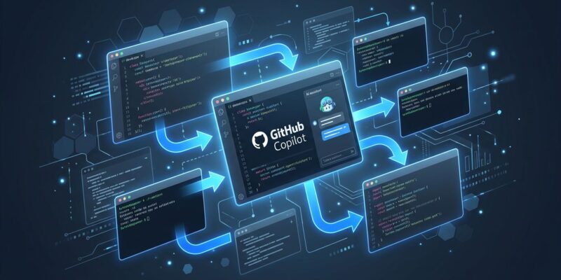 GitHub Copilot desktop app showing parallel agent sessions with isolated git worktrees and inbox interface