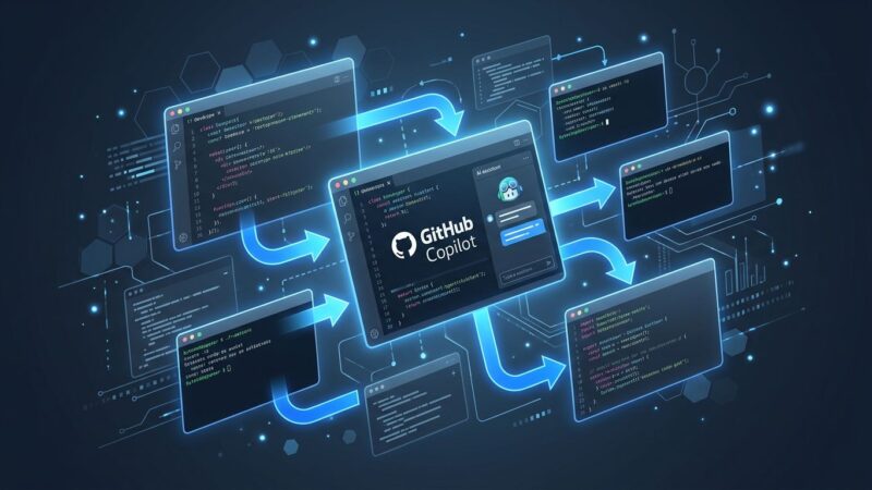 GitHub Copilot desktop app showing parallel agent sessions with isolated git worktrees and inbox interface