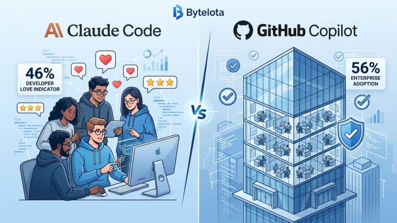 Split-screen comparison showing developer satisfaction vs enterprise adoption