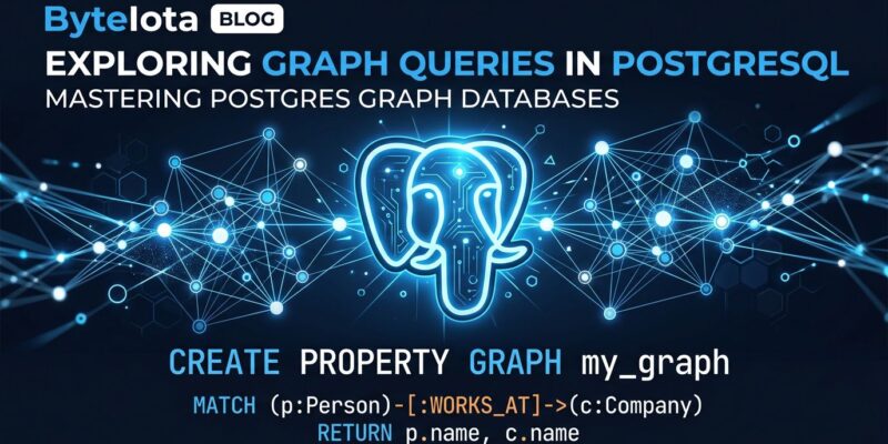 PostgreSQL 19 beta featuring SQL/PGQ graph queries, ON CONFLICT DO SELECT, and REPACK CONCURRENTLY on dark blue background with network graph visualization
