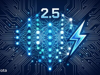 Gemini 2.5 Flash Preview 05-20 neural network visualization with blue circuit patterns