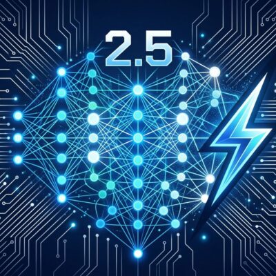 Gemini 2.5 Flash Preview 05-20 neural network visualization with blue circuit patterns