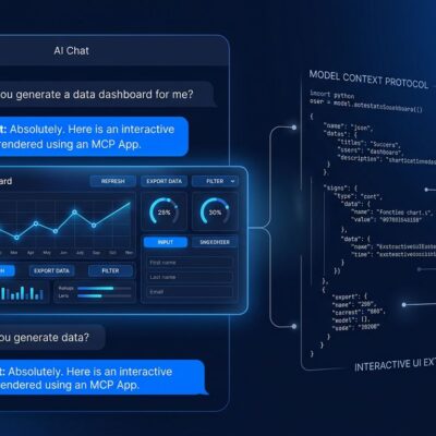 MCP Apps extension rendering an interactive dashboard UI inside a Claude chat window, showing the Model Context Protocol's new UI capability