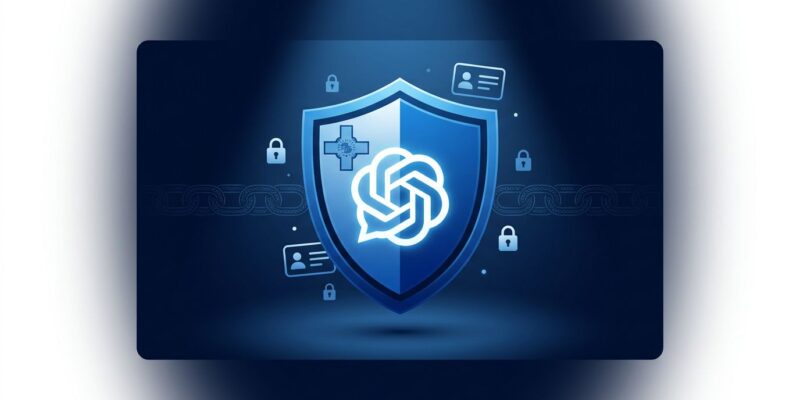 Government shield emblem with ChatGPT speech bubble and digital identity card icons representing Malta national AI program