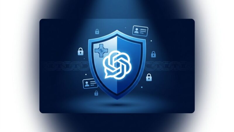 Government shield emblem with ChatGPT speech bubble and digital identity card icons representing Malta national AI program
