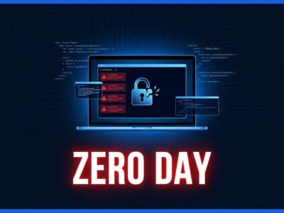 Cracked laptop screen showing terminal alerts representing the Pwn2Own Berlin 2026 zero-day exploits against Cursor IDE, LiteLLM, and OpenAI Codex