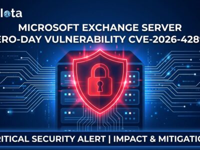 Microsoft Exchange Server zero-day vulnerability CVE-2026-42897 warning shield over server rack
