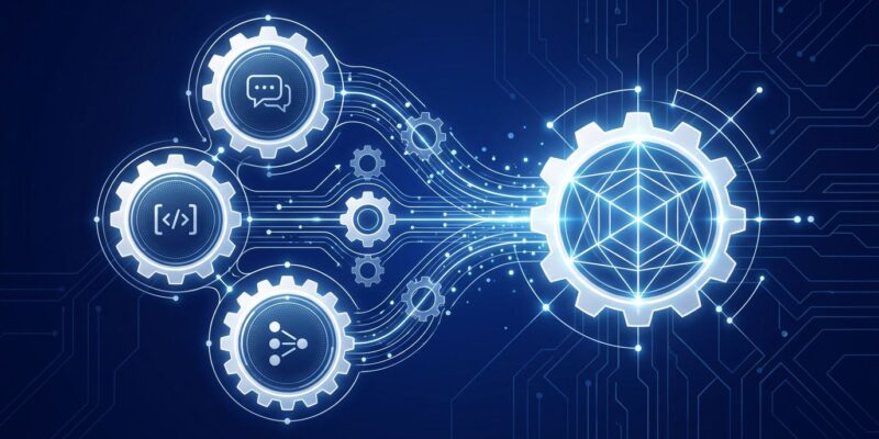 OpenAI unifying ChatGPT, Codex, and developer API into one agentic platform - three interconnected nodes merging into a central hub
