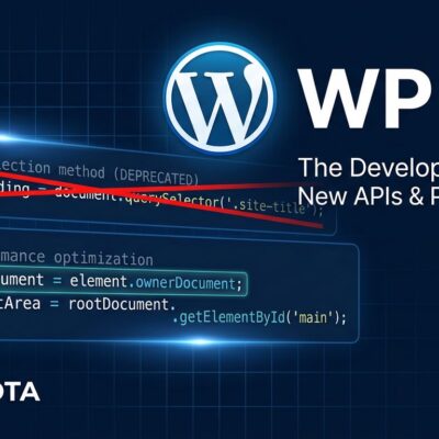 WordPress 7.0 release illustration showing the iframed block editor breaking change with code snippets