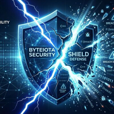 Cracked security shield with code fragments spilling out, representing Anthropic Mythos AI discovering zero-day vulnerabilities via Project Glasswing