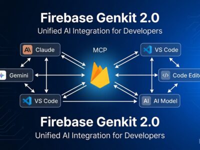 Firebase Genkit 2.0 bidirectional MCP integration diagram showing connections between Firebase and AI agent nodes
