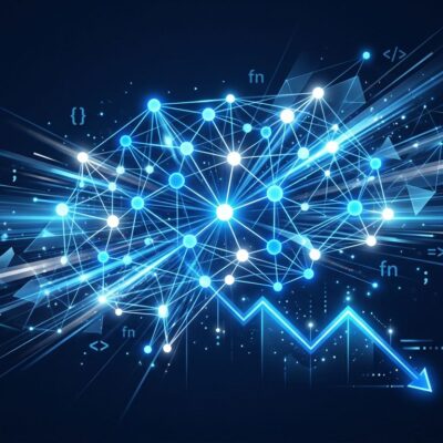 Gemini 3.2 Flash AI model - blue neural network nodes on dark background representing Google's faster and cheaper API for developers