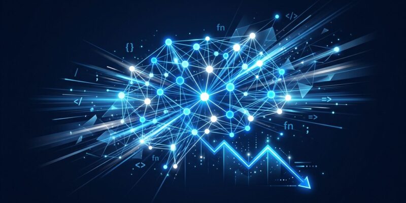 Gemini 3.2 Flash AI model - blue neural network nodes on dark background representing Google's faster and cheaper API for developers