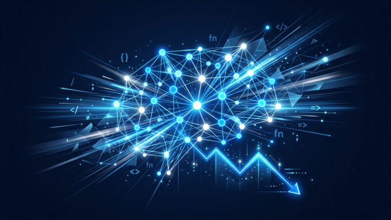 Gemini 3.2 Flash AI model - blue neural network nodes on dark background representing Google's faster and cheaper API for developers