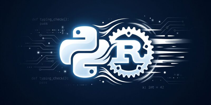 Astral ty and Meta Pyrefly Rust-powered Python type checkers comparison diagram with Python logo and speed performance indicators