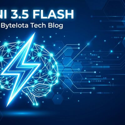 Gemini 3.5 Flash by Google - lightning bolt neural network circuit diagram on blue background representing AI speed and intelligence
