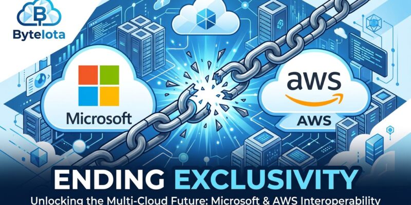 Microsoft and AWS logos connected, symbolizing end of OpenAI exclusivity and multi-cloud AI availability