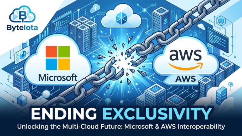 Microsoft and AWS logos connected, symbolizing end of OpenAI exclusivity and multi-cloud AI availability