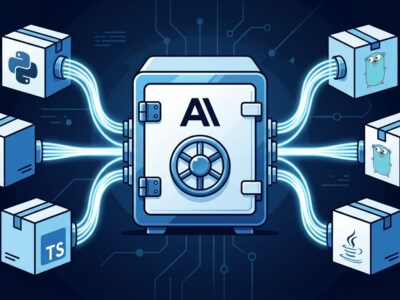SDK library boxes connected to a central locked vault representing Anthropic acquiring Stainless SDK generator