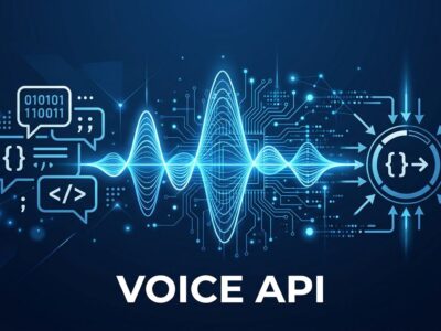 Abstract tech illustration showing voice audio waveform with API circuit patterns representing OpenAI GPT-Realtime-2 voice API