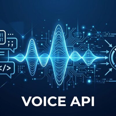 Abstract tech illustration showing voice audio waveform with API circuit patterns representing OpenAI GPT-Realtime-2 voice API