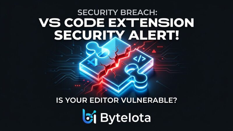 A VS Code extension icon with a crack revealing a red threat indicator, representing the GitHub breach via poisoned Nx Console extension