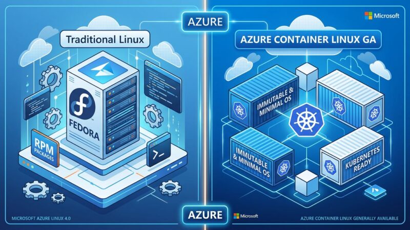 Microsoft Azure Linux 4.0 preview and Azure Container Linux GA split strategy diagram