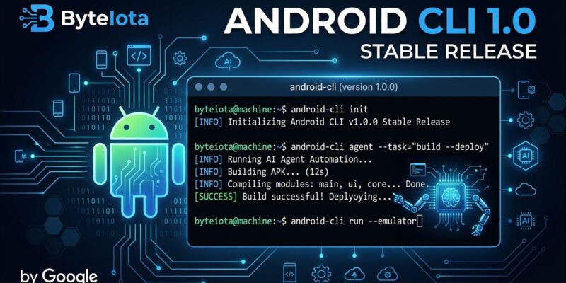 Android CLI 1.0 stable release - terminal interface with Android robot and code snippets for AI agent development