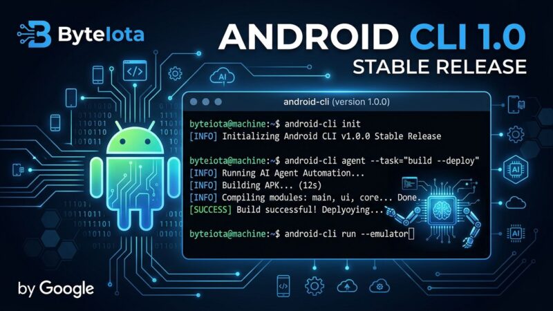 Android CLI 1.0 stable release - terminal interface with Android robot and code snippets for AI agent development