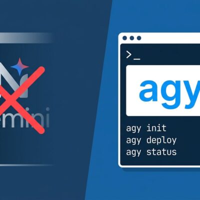 Terminal showing Gemini CLI being replaced by Antigravity CLI agy command with ByteIota blue color scheme