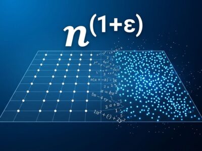 Conceptual visualization of AI solving the Erdős unit distance problem showing grid points transforming through algebraic number theory