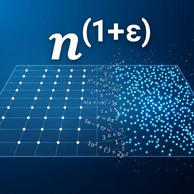 Conceptual visualization of AI solving the Erdős unit distance problem showing grid points transforming through algebraic number theory