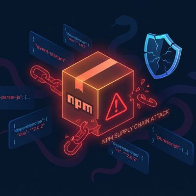 npm package box with red warning symbol showing supply chain attack on @antv ecosystem