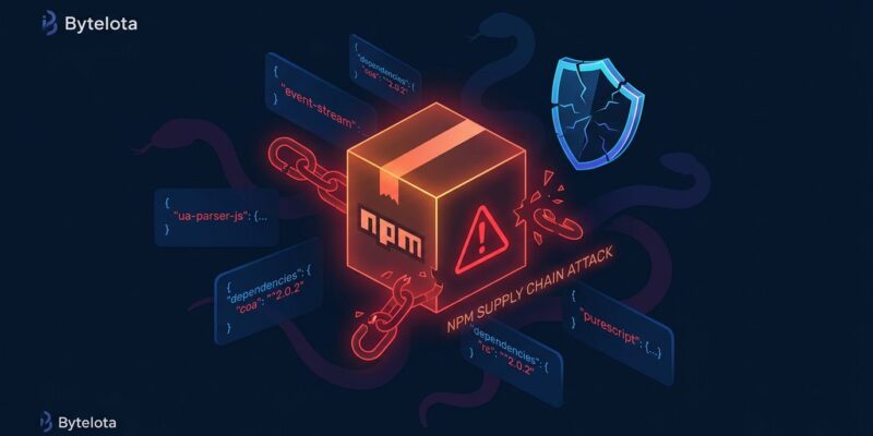 npm package box with red warning symbol showing supply chain attack on @antv ecosystem