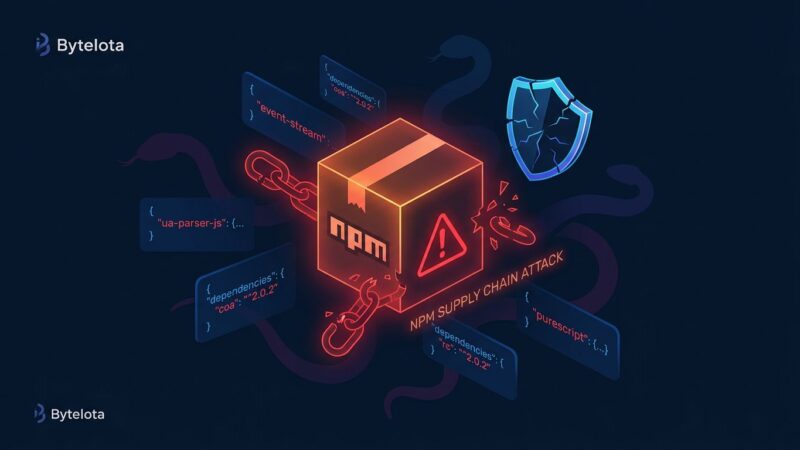 npm package box with red warning symbol showing supply chain attack on @antv ecosystem